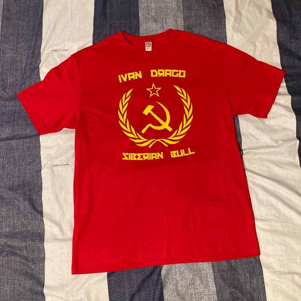 Nwot Ivan Drago Siberian Bill Mens T Shirt Sz L Red Yellow